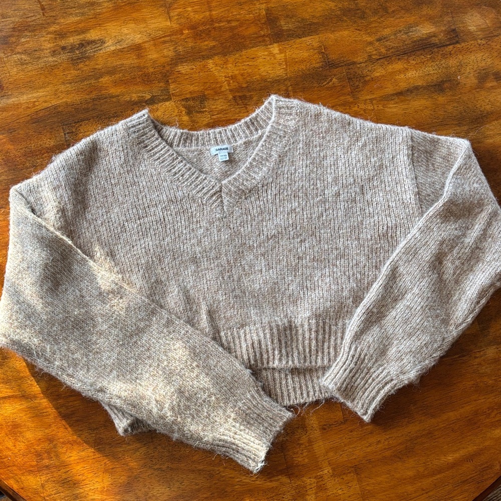 Garage Soft Brown V-Neck Sweater